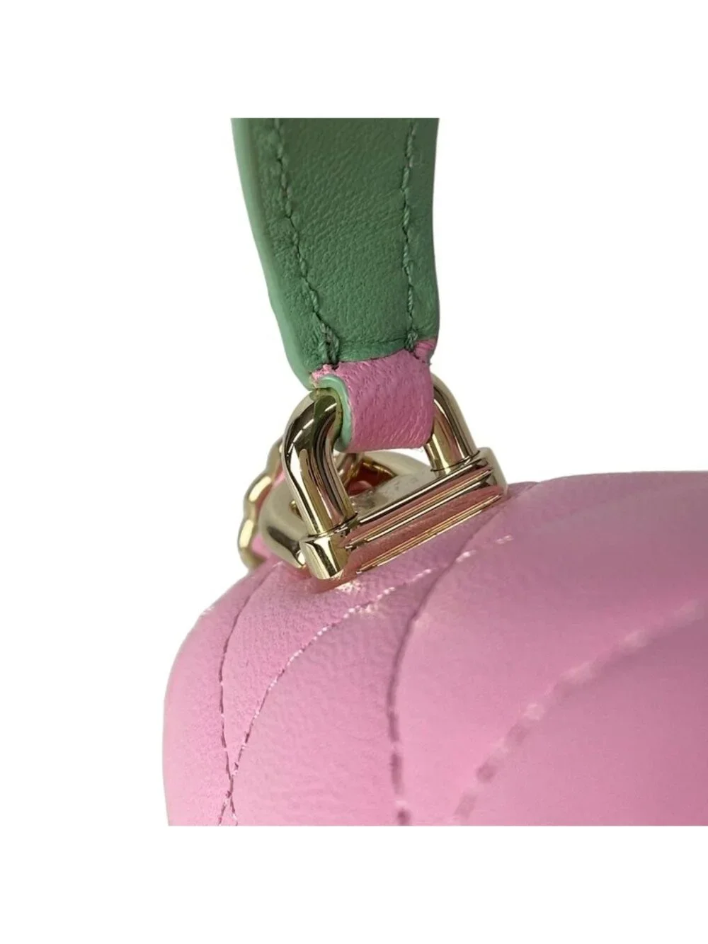 Chanel Shoulder Bag Quilted Chain Clutch Pink Light Green Lambskin
